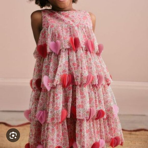 Mini Boden Heart Tulle Floral Dress 7-8 - Picture 1 of 2